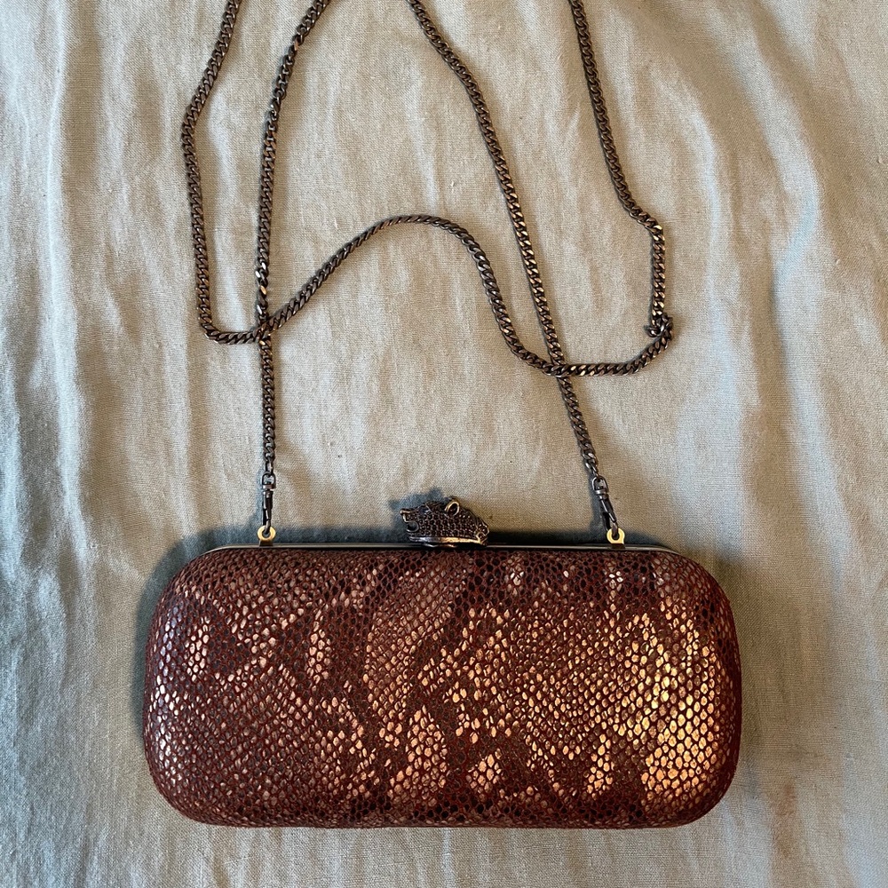 House of Harlow snakeskin leather clutch